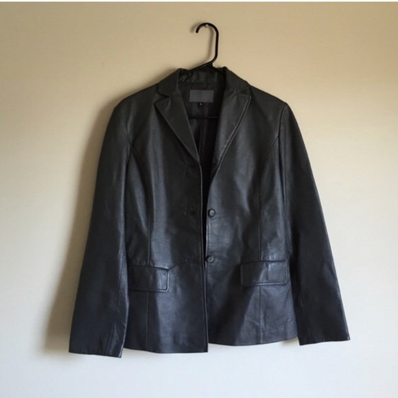 Vintage grey Leather jacket - Picture 2 of 9